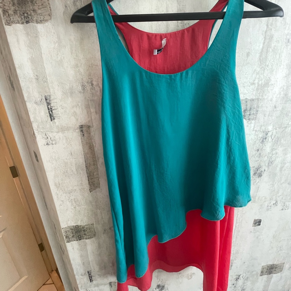 Blue Asymmetrical Layered Sleeveless Mini Dress